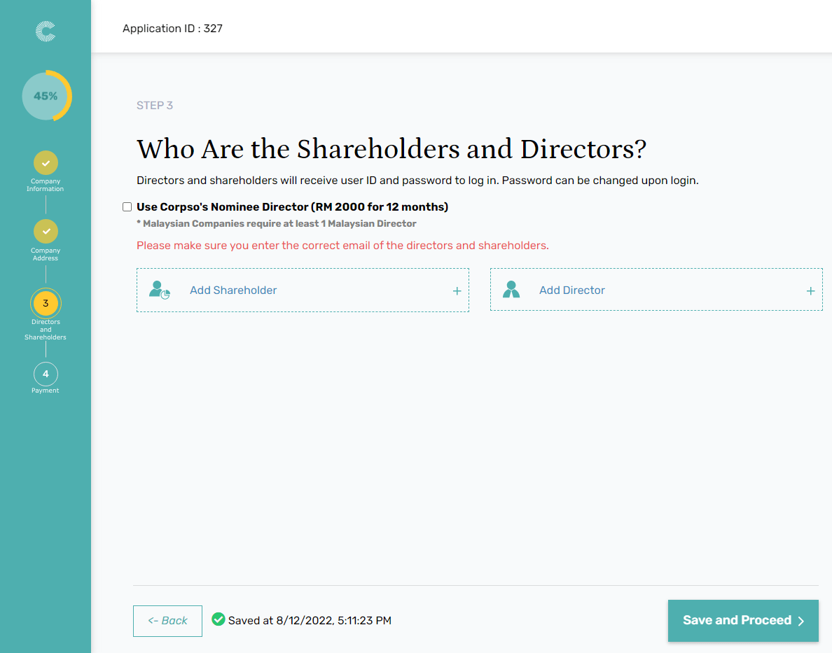 13. Shareholders & Directors